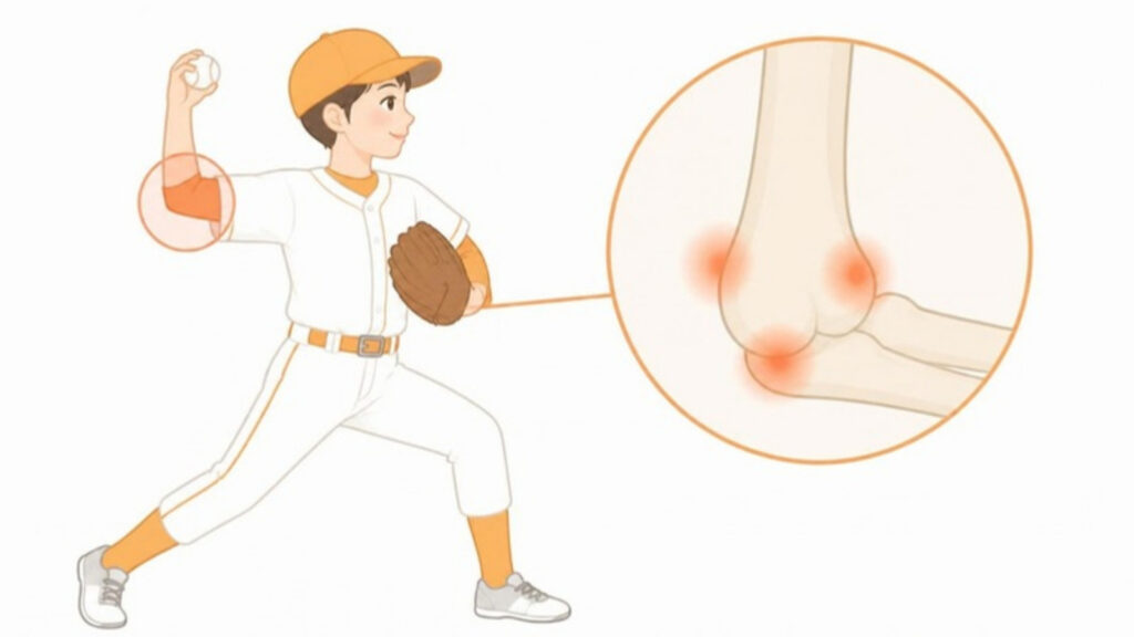 野球肘の3つのタイプ（内側・外側・後方）