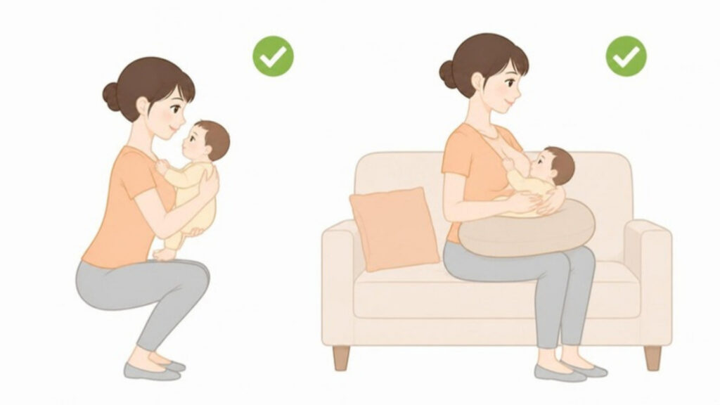 腰に負担の少ない抱っこと授乳の姿勢