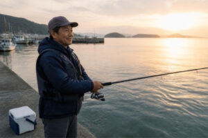 釣りを楽しむ50代男性のイメージ