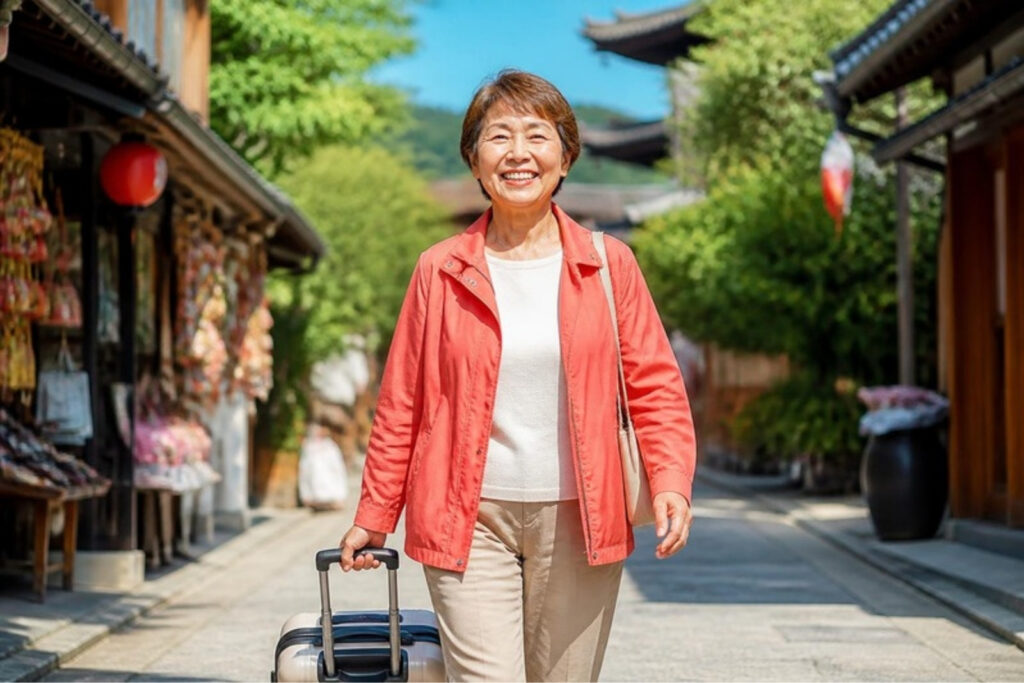 旅行を楽しむ60代女性のイメージ