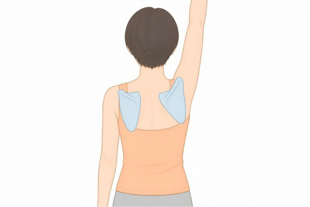 腕を上げると肩甲骨も一緒に回る
