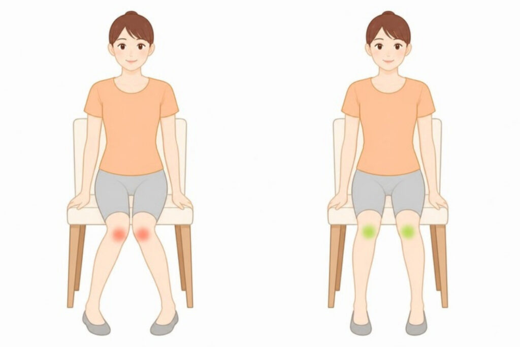 立ち上がるときに、膝が内側に入る動き（ニーイン）