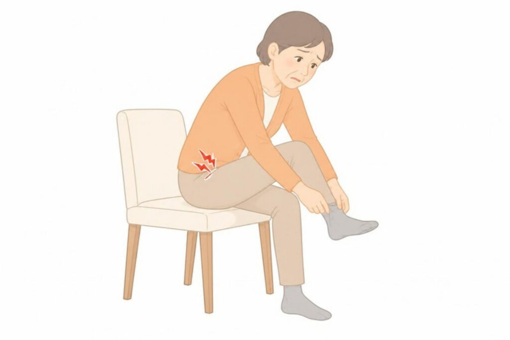 股関節が硬く、靴下がはきにくい