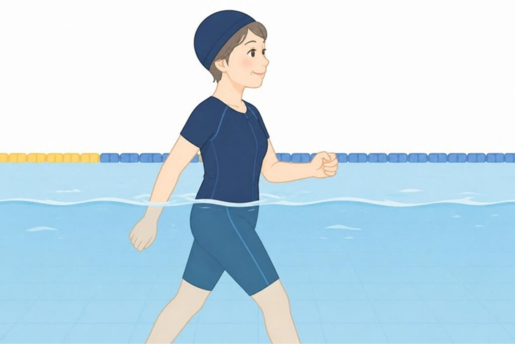 プールの中を歩く運動