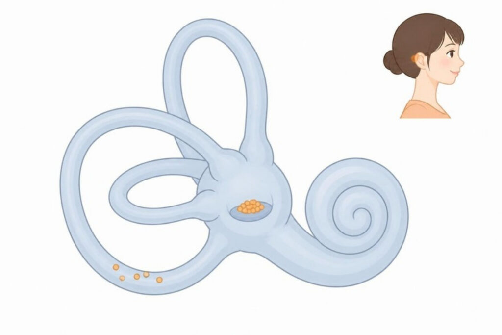 耳の奥の三半規管と、はがれて入りこんだ耳石