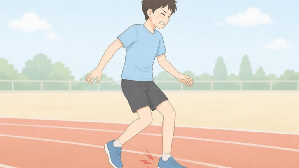 足をつくとかかとと足の裏が痛む陸上部の子
